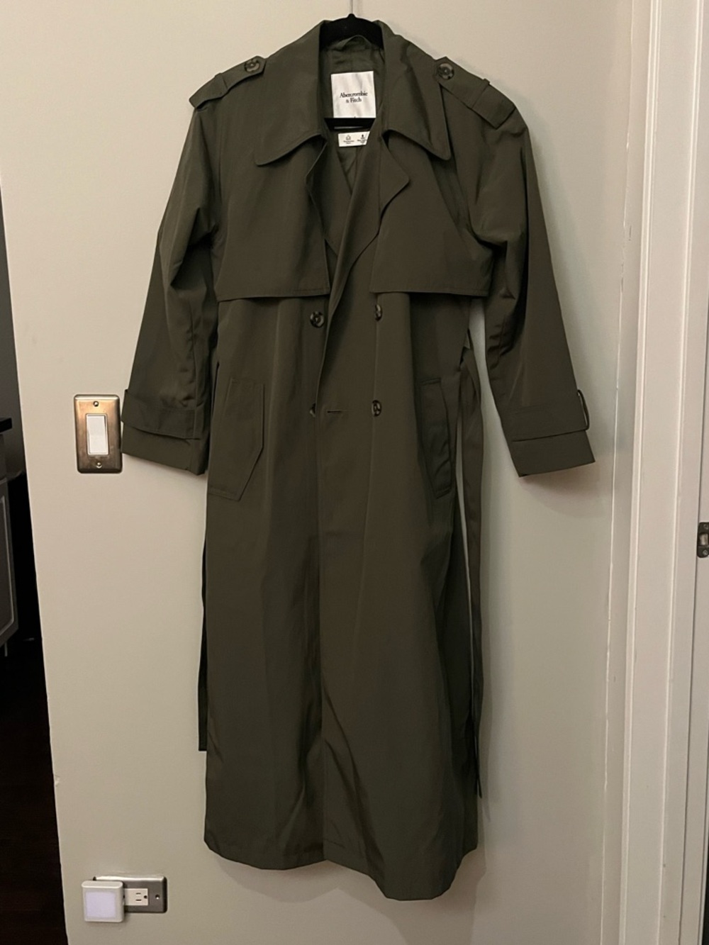 NWOT Abercrombie Trench Coat - Olive Green - Picture 4 of 8